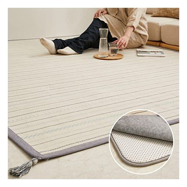 【新品】萩原  ハギハラ アンダーラグセット インド綿ラグ ティック 約185×240cm 床暖房可 ブルー 270092320 (2582506)