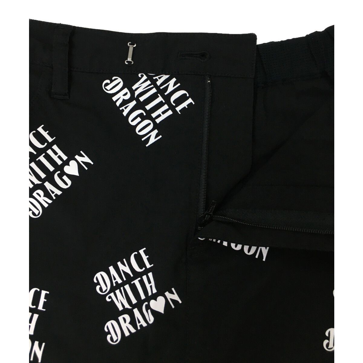Dance With Dragon - coco 中古 ダンスウィズドラゴン DANCE WITH DRAGON レディース スカート風ショートパンツ 4(LL) 黒 薄手 ロゴ 中古 レディース ダンスウィズドラゴン DANCE WITH DRAGON