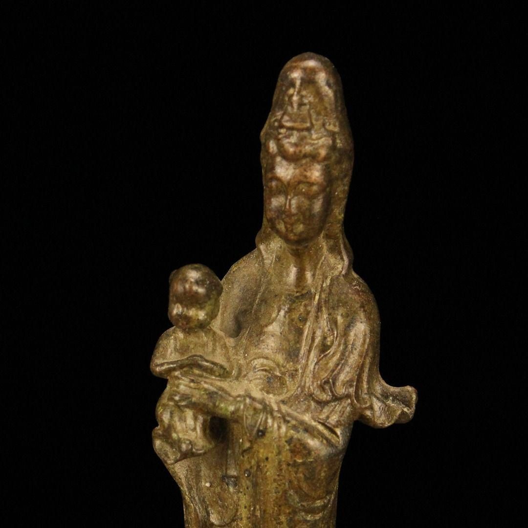 銅器 仏教美術  送子観音菩薩   工芸品美術品 置物 送料無料仏教美術大型水月観音菩薩像細工銅製44cm インテリア