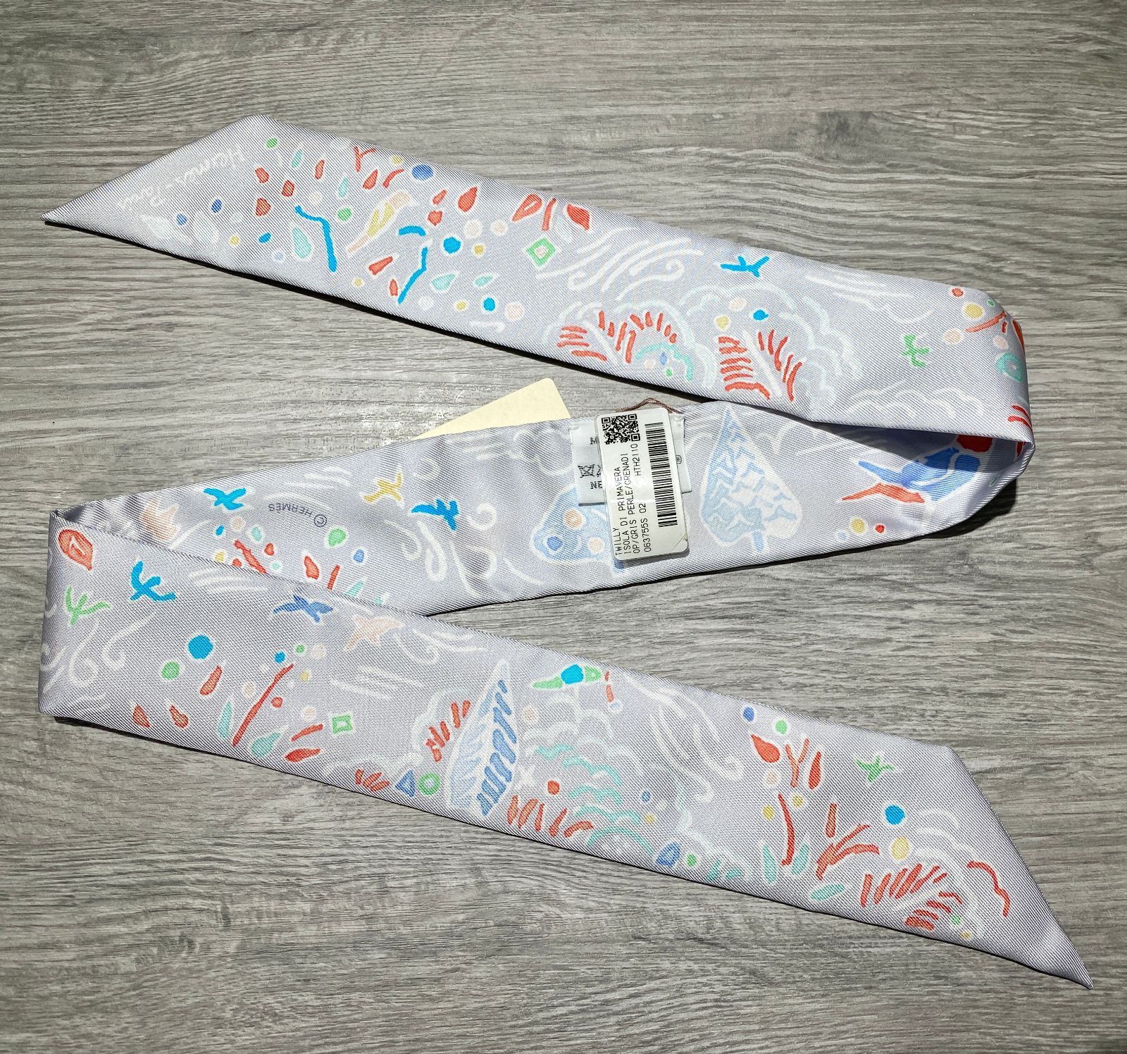☆EM1238 HERMES エルメス ツイリー シルク スカーフ グレー