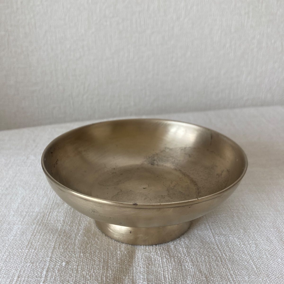 韓国 李朝 真鍮 脚付皿 祭器 高杯 脚付盤 朝鮮工芸 骨董 古道具 古物 金属工芸