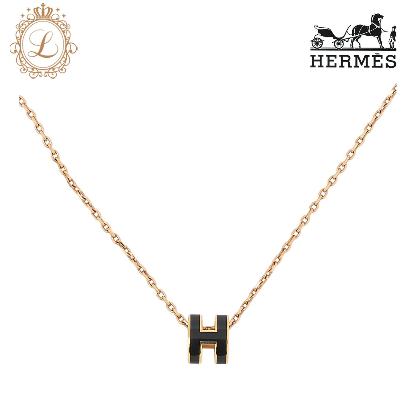 HERMÈS エルメス ミニポップH ネックレス 黒 GP ゴールドメッキ レディースイアクセサリー レディースバッグ ハイブランド 送料無料
