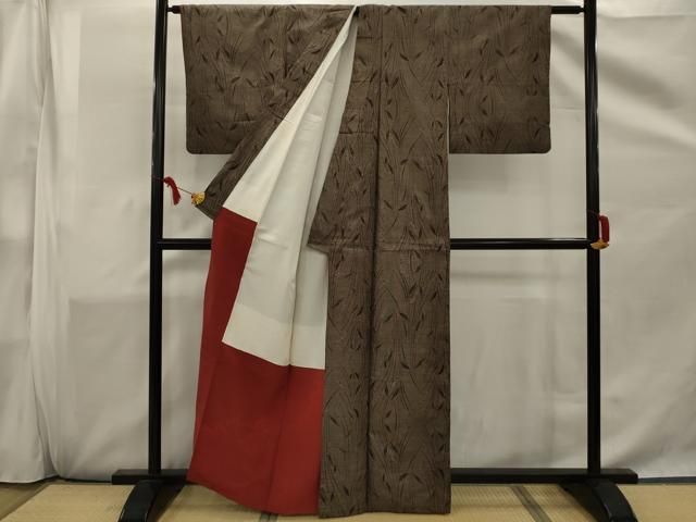 夏大島　ややゆったり 夏大島】鉄線 紗紬 小紋 夏着物 正絹 黒 ブルー 青 1339