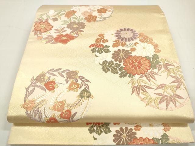 専用 V9515 ●鈴乃屋扱い 高級 正絹 唐織 六通 袋帯 蝶々 平和屋着物◎六通柄袋帯 唐織 草花 金銀糸 鈴乃屋扱い 正絹 逸品