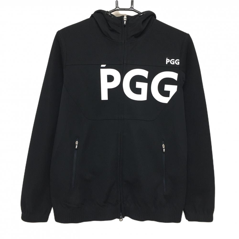 PGGパーリーゲイツ ジップパーカー ダークネイビー×白 ビッグプリント レディース 1 M ゴルフウェア 2025年モデル PEARLY GATES