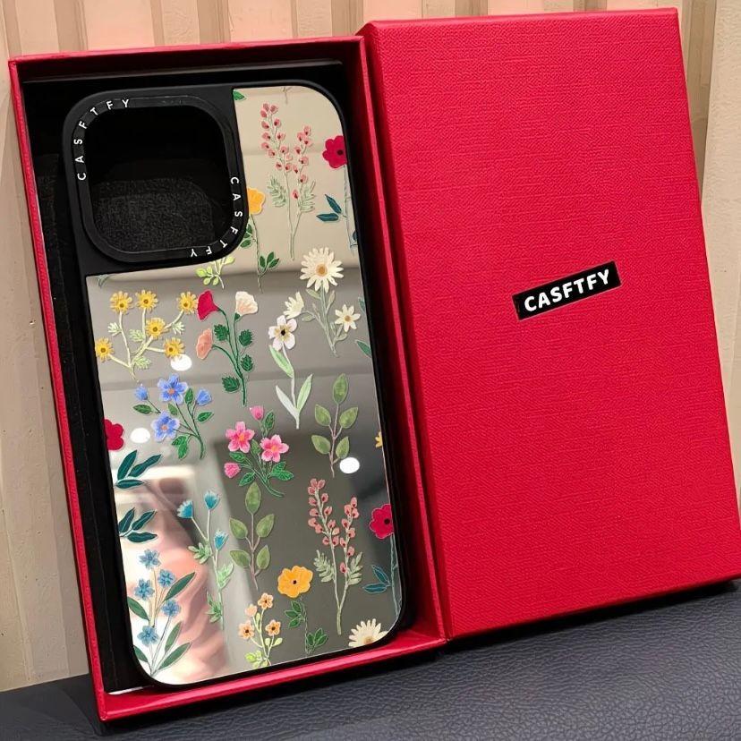 CASETiFY風 小花柄 ミラー iPhoneケース｜MagSafe対応 iPhone16 Pro 