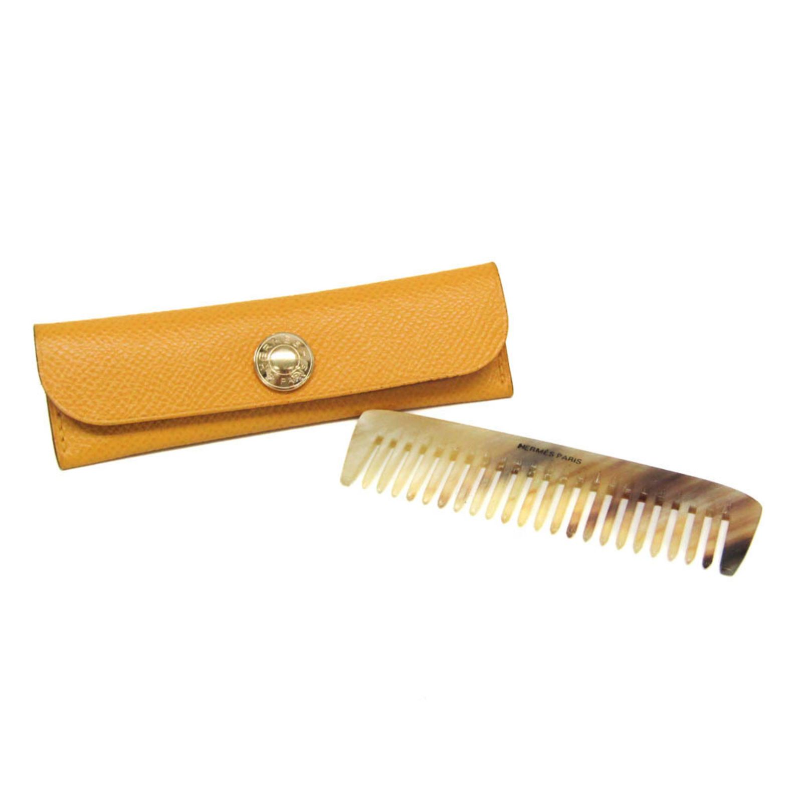 エルメス Hermes バッファローホーン レザー その他 ベージュ イエロー エテュイペーニュアヴェックペーニュ ケース付きコーム