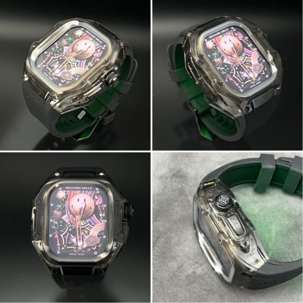 ブラック 49mm ウルトラ ultra クリアケース カバー サンドホワイトラバーベルト付