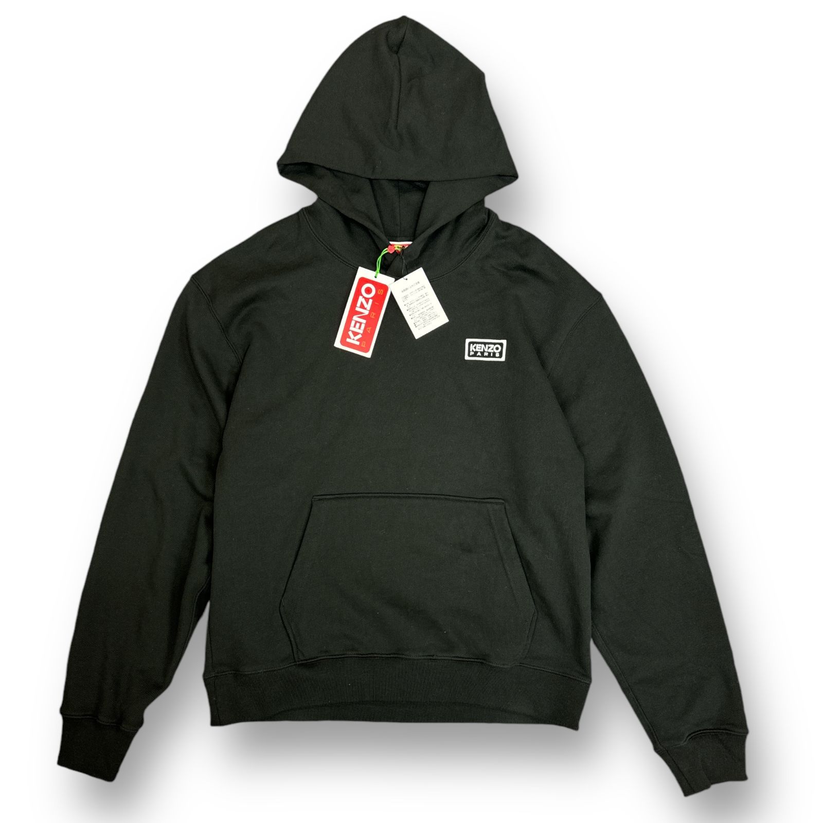 定価50600円 国内正規 新品 KENZO PARIS BICOLOR KP CLASSIC HOODIE エンブロイダリー スウェット フーディー パーカー ケンゾー FE55SW1824MG ブラック L  75317A3