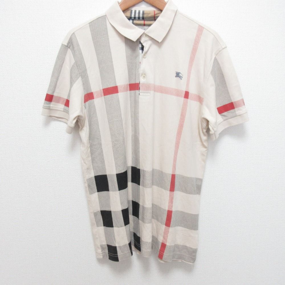 BURBERRY バーバリー チェック柄 ショートスリーブ ポロシャツ カットソー サイズL ベージュ レディース 古着