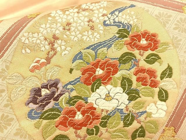 平和屋着物◎太鼓柄袋帯 唐織 菱天井花丸文 金糸 正絹 逸品 BAAS5604du