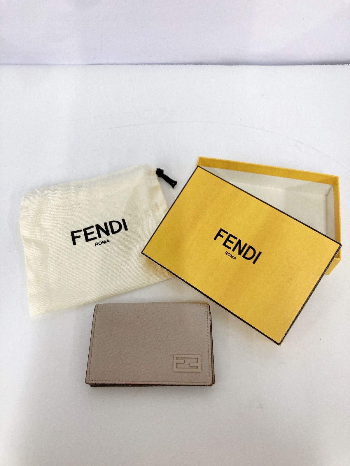 ＃FENDI レザー カードケース 名刺入れ グレー き 財布 1