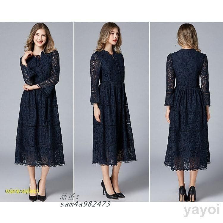 ワンピース レディース ドレス パーティードレス 結婚式 大きいサイズ レース 20代 40代 夏 冬 長袖 春 30代 おしゃれ 秋 フォーマルドレス 50代 ロング丈 am 4 a 982473