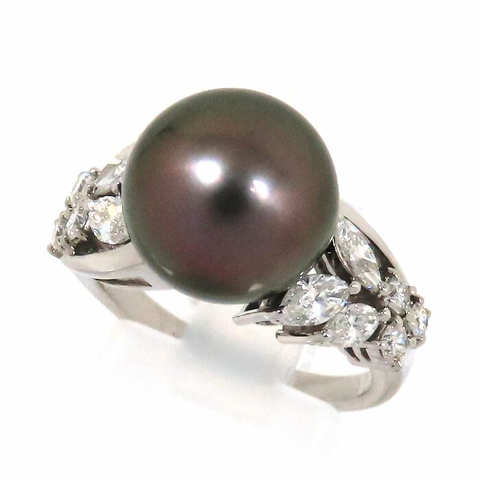 MIKIMOTO ミキモト デザイン ブラックパール ダイヤ リング