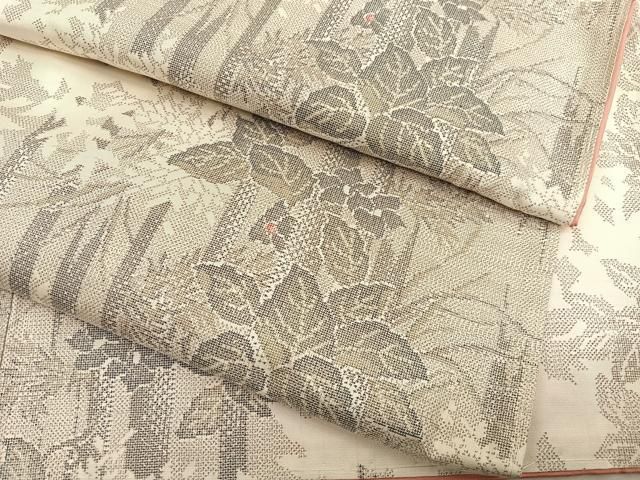 平和屋着物○本場大島紬 白大島 草花間道 やまと誂製 正絹 逸品 未使用  