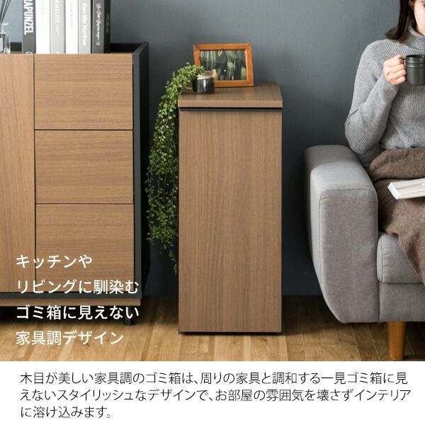 ダストボックス ゴミ箱 幅45cm 45L ブラウン キッチン スリム キャスター付き ふた付き Chere 組立品 キッチン デスク リビング〔代引不可〕