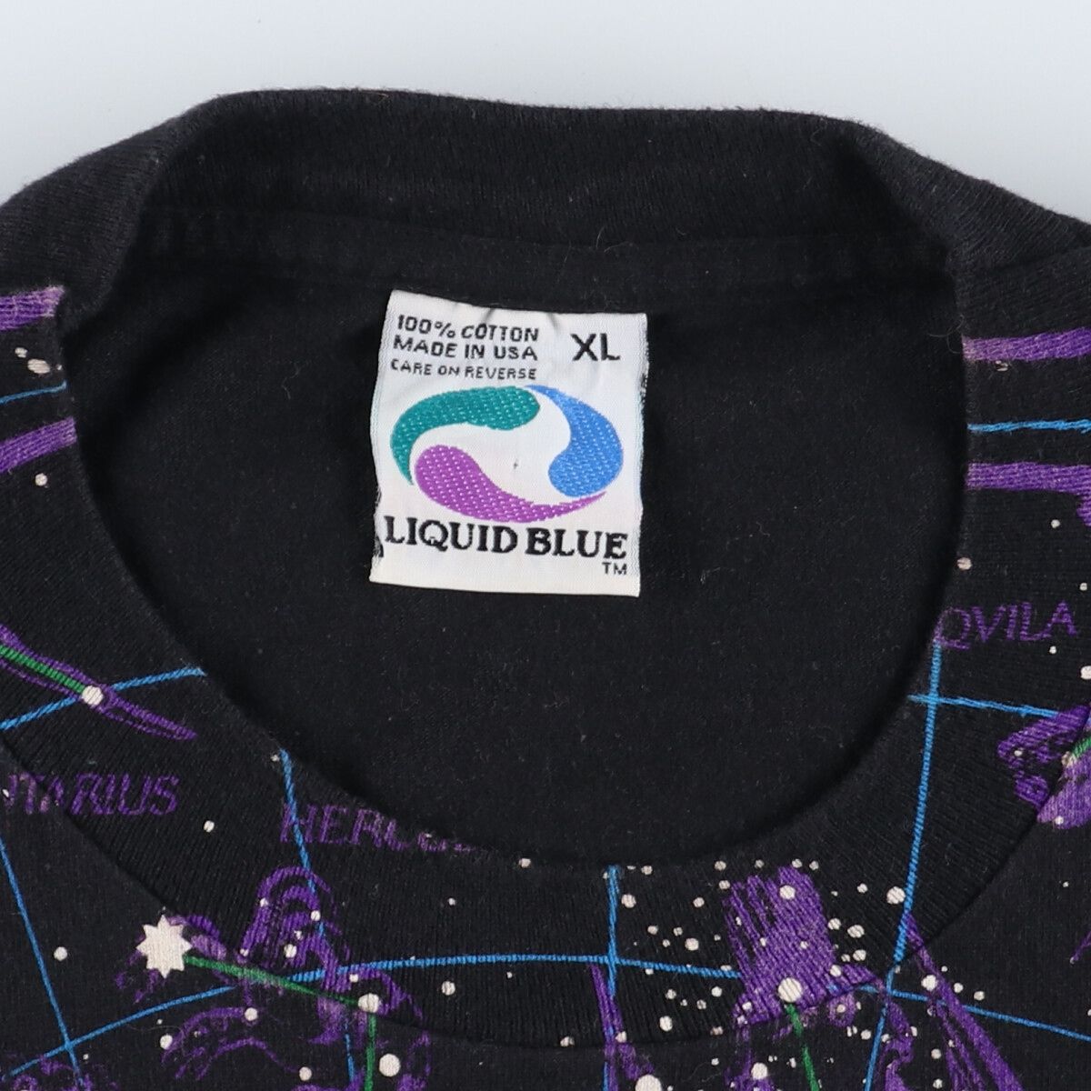 古着 90年代 リキッドブルー LIQUID BLUE 総柄 星座柄 プリントTシャツ 