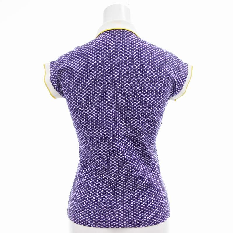 フレッドペリー FRED PERRY ポロシャツ 半袖 総柄 S 紫 パープル