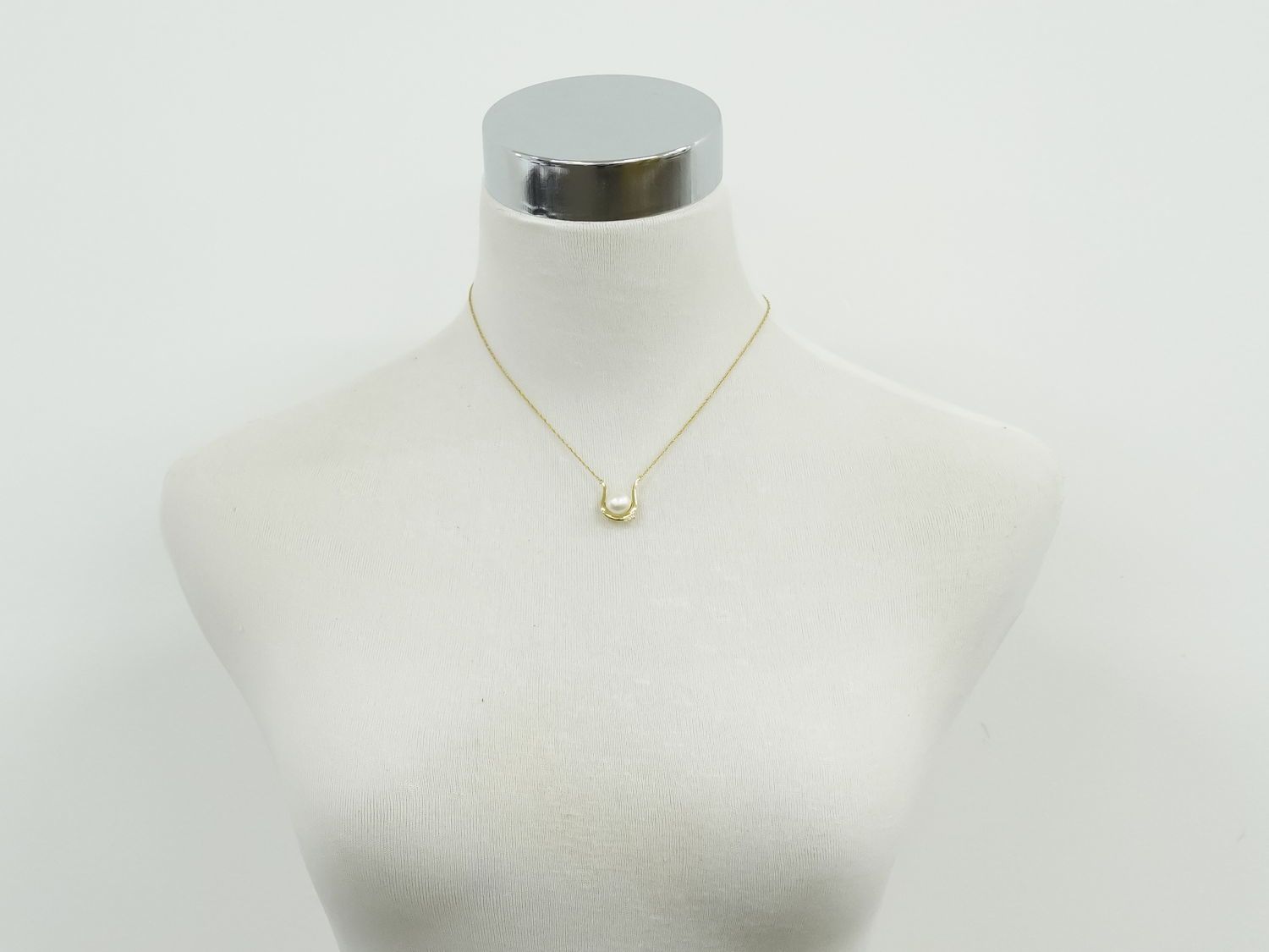 本物 パール 10.4mm ダイヤモンド 0.03ct 750 K18 YG ネックレス  