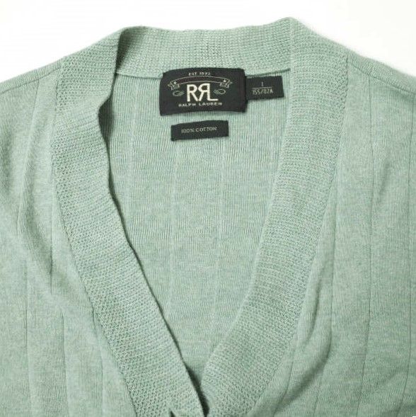 RRL ダブルアールエル コットンニットVネックカーディガン 0162390GV 1 ライトグリーン Double RL トップス g14833 RRL ダブルアールエル コットンニットVネックカーディガン