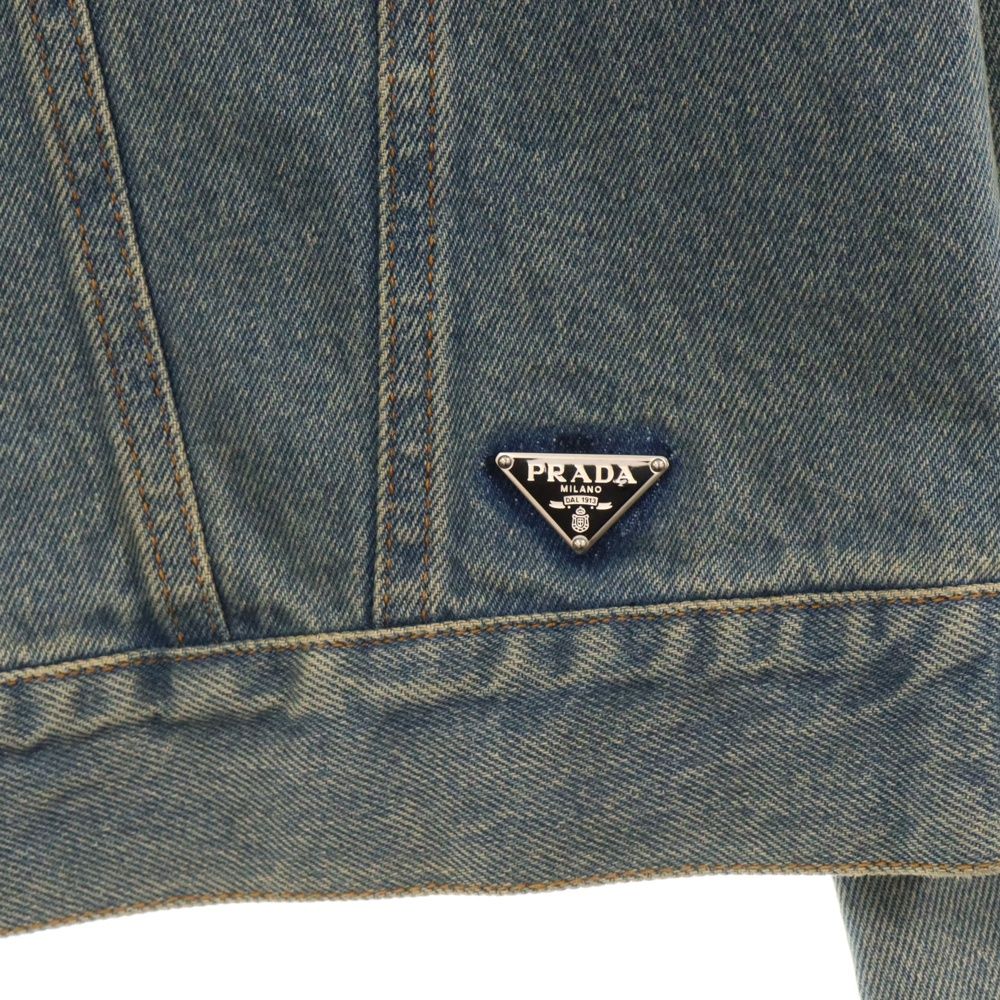 PRADA (プラダ) 23SS ノーカラー デニムジャケット インディゴ PRADA (プラダ) 23SS ノーカラー デニムジャケット インディゴ