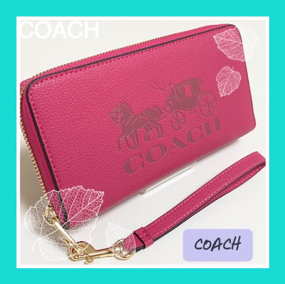 COACH 長財布 ホース アンド キャリッジ C5889 ピンク
