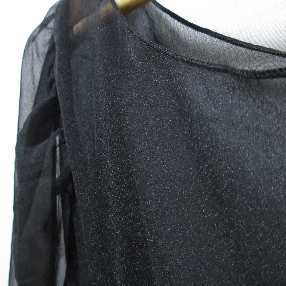 美品 BEAMS COUTURE lingerie ビームスクチュール ブークレニットボディスーツ シアー切替 ロングスリーブ カットソー ブラック レディース 古着 中古 美品 BEAMS COUTURE lingerie ビームスクチュール ブークレ