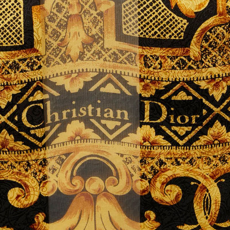 Christian Dior シルクスカーフ ゴールド黒 クリスチャンディオール ストール スカーフ ブラック ゴールド