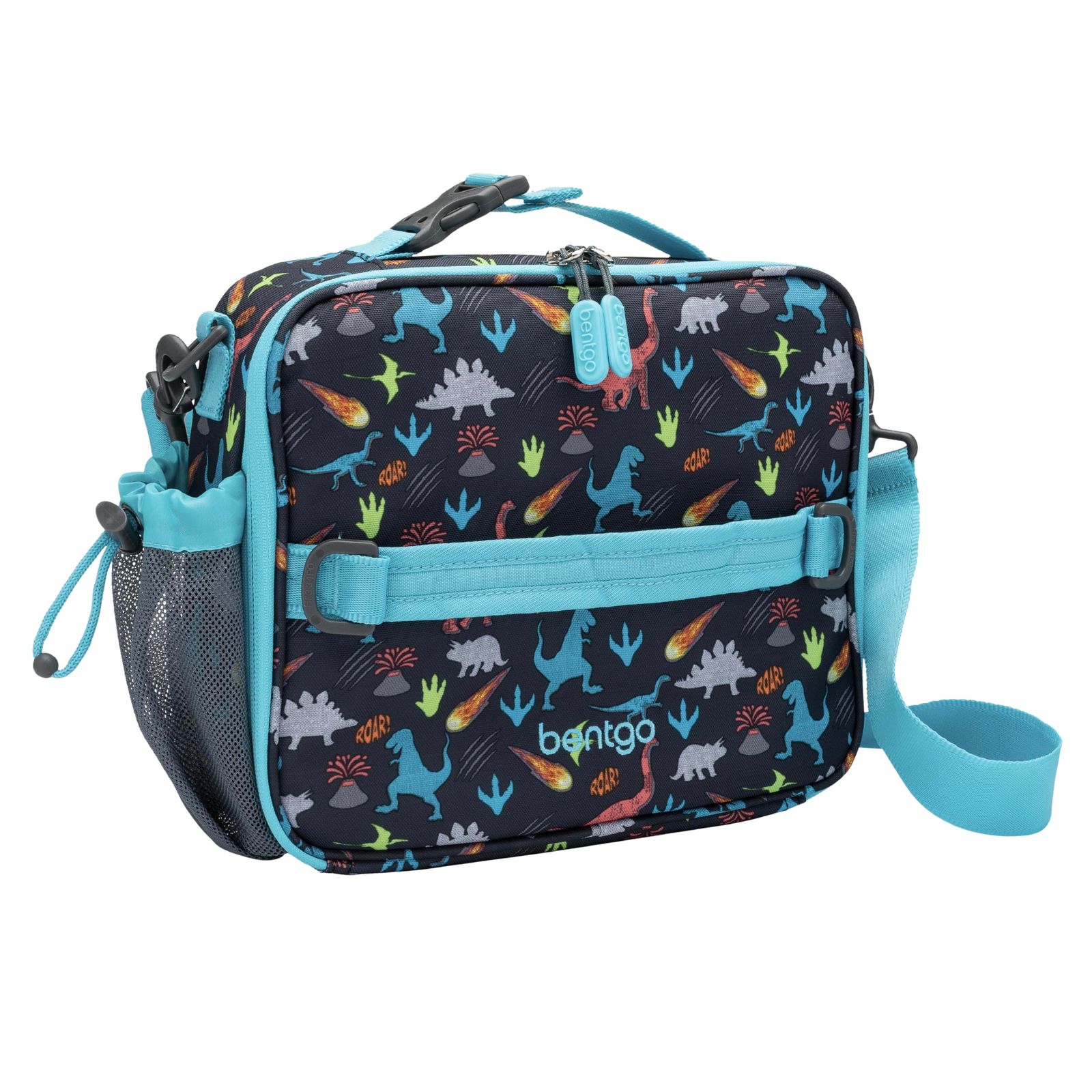 Bentgo Kids Lunch Bag - Durable Double Insulated Water-Resistant Fabric Interior - Exterior Zippered Pockets Water Bot ダイナソー