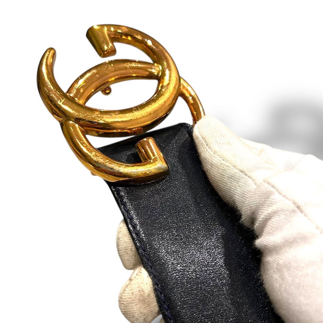 正規品 本物保証 GUCCI オールドグッチ ヴィンテージ GG バックル ゴールド レザー レディース メンズ