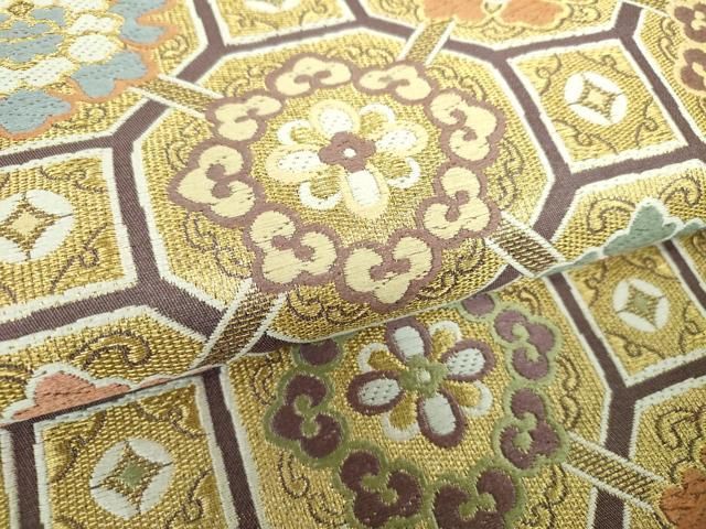 平和屋着物○六通柄袋帯 唐織 蜀江花文 金糸 正絹 逸品 DAAV6048ps