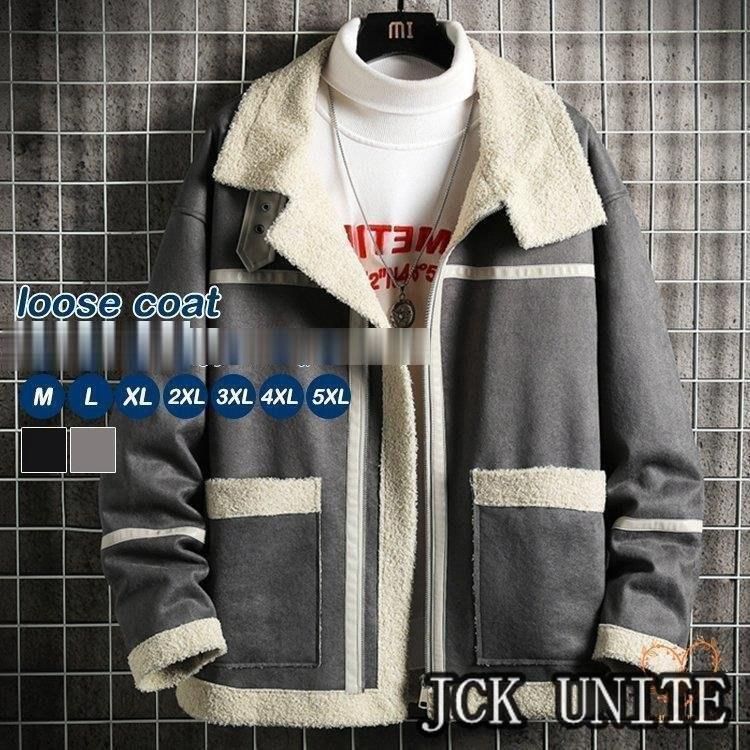 中綿ジャケット メンズ 中綿コート ブルゾン アウター ジャケット 冬 大きいサイズ ラムウール スエード