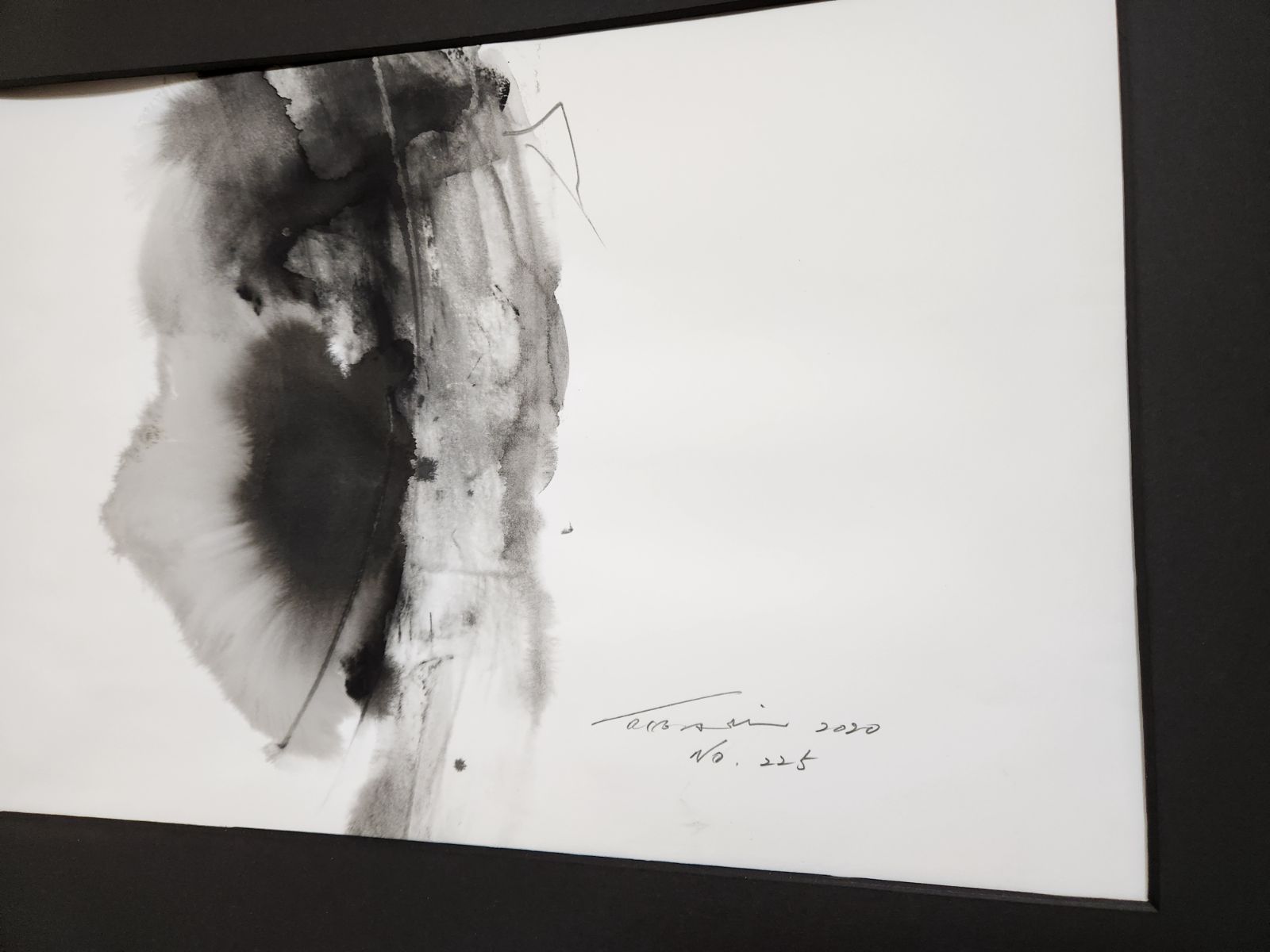 額装水墨画「蓮の静寂」67 （Life with Art: a3.2 アート 近代