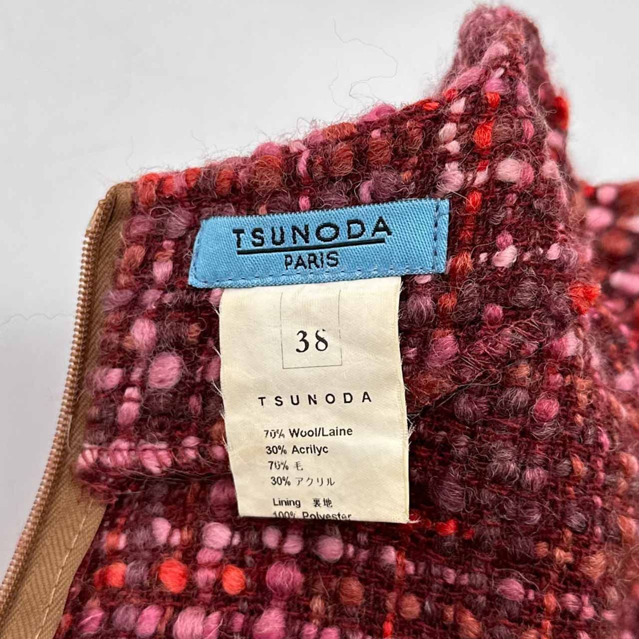 フランス製 TSUNODA PARIS ツノダパリ 異素材切替 ツイード 