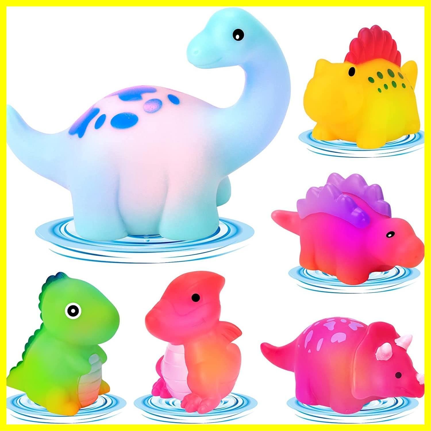 REMOKING お風呂 おもちゃ 恐竜おもちゃ 水遊びおもちゃ シャワー プール おもちゃ ライト カラフルなLED点滅おもちゃ 子供 おもちゃ 6点セット