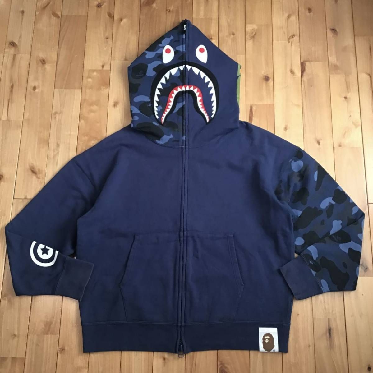 ★XL★ Giant shark full zip hoodie a bathing ape BAPE Blue camo シャーク パーカー エイプ  ベイプ アベイシングエイプ 迷彩