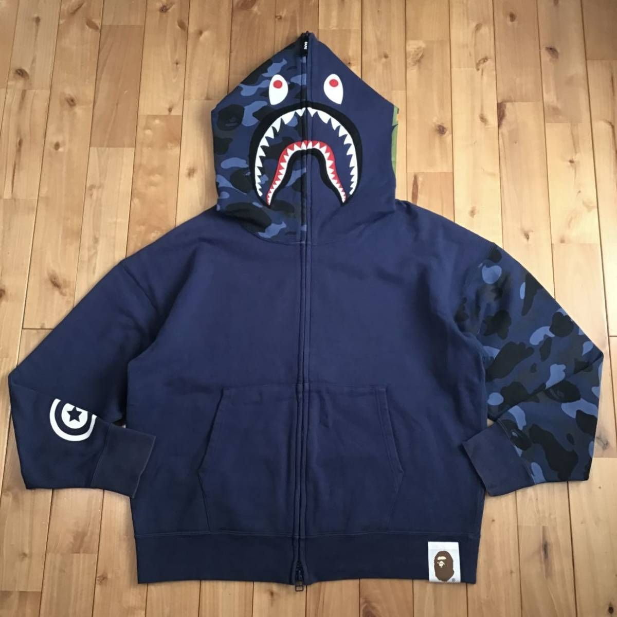 ☆XL☆ Giant shark full zip hoodie a bathing ape BAPE Blue camo