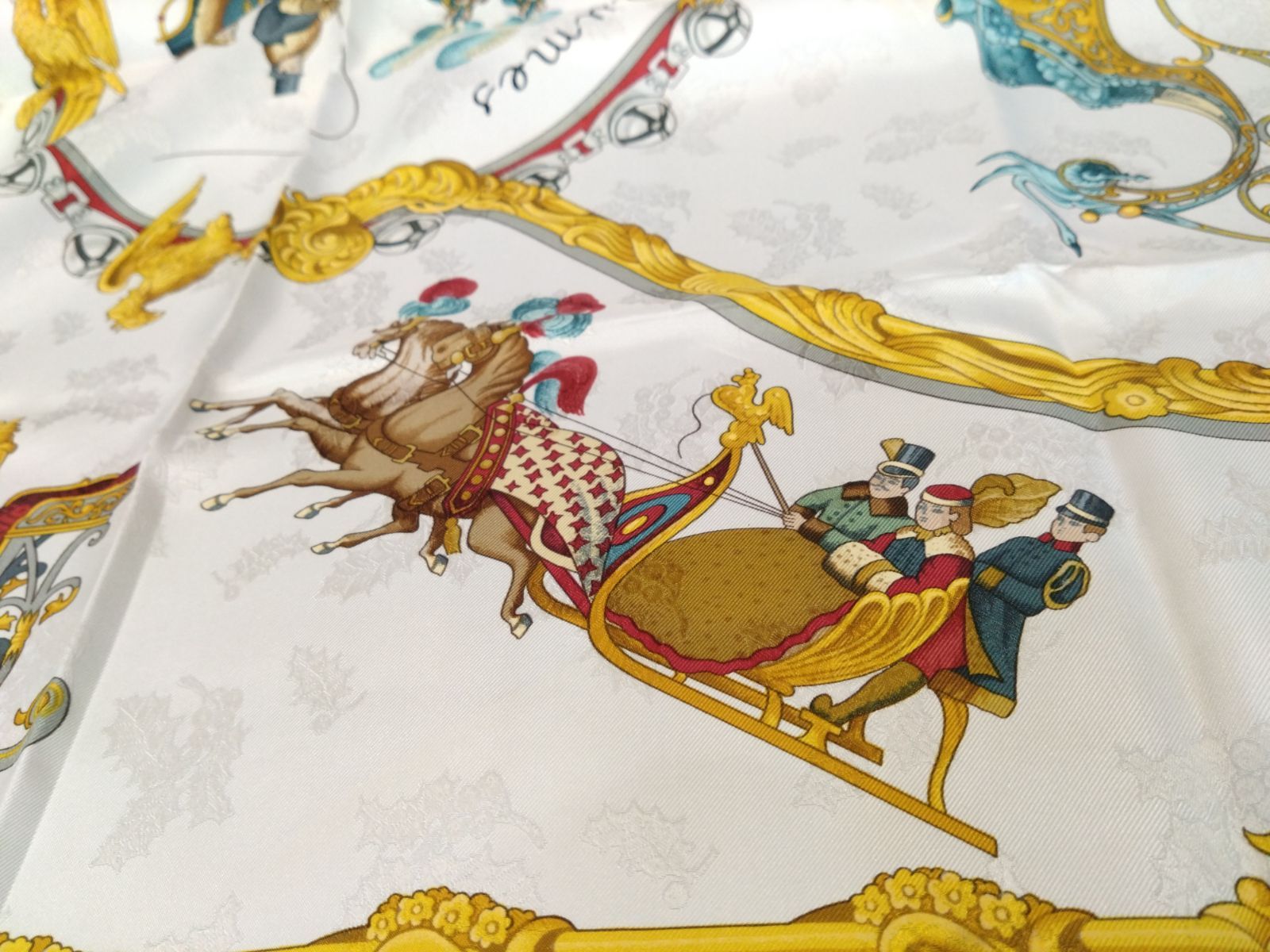 HERMES　スカーフ エルメス(HERMES)エルメス カレH80 Frange Ex-Libris スカーフ