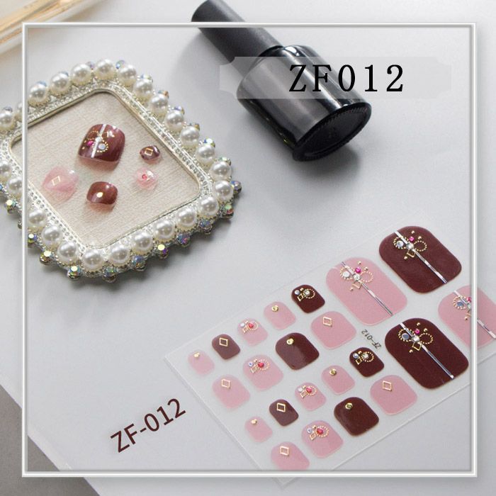 ZF012 Nail Stickers, Just Stick on Your Foot, Gel Nail 3D, Quick and Easy, Self Nail Manicure, Foot Gel, Foot Gel, for Feet, Summer Deco Stickers, Patterns, Flowers, Butterflies, Roses, Stars, Botanical, Cute, Simple, Bridal, Silver, Gold, White, White, Gradation, Single Color, 4
