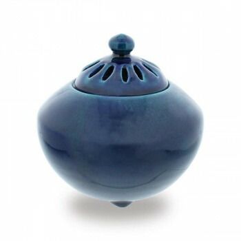 日本香堂 香炉 釉彩 碧 肩張 79691