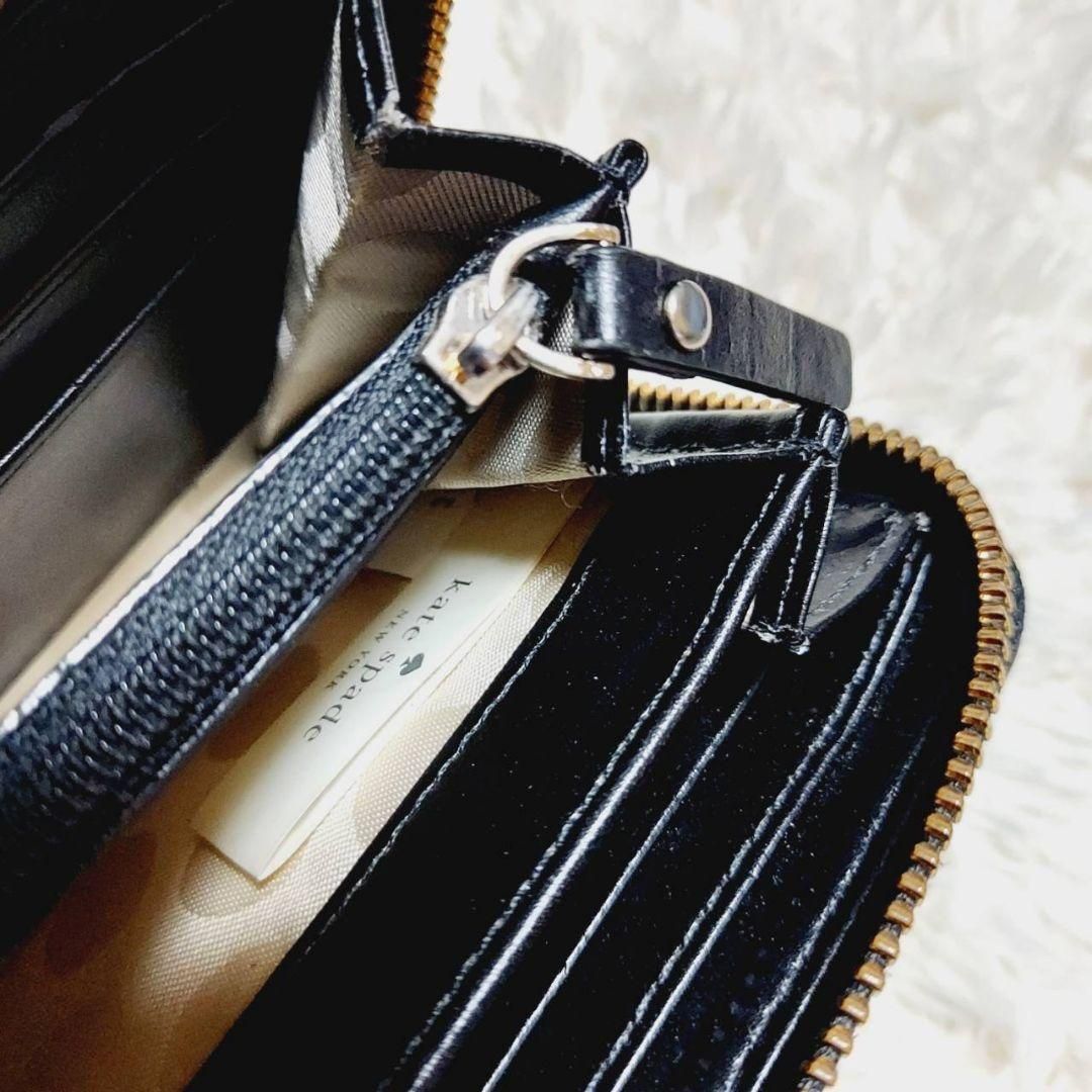 kate spade ドット柄 長財布 ラウンドファスナー ブラック - メルカリ