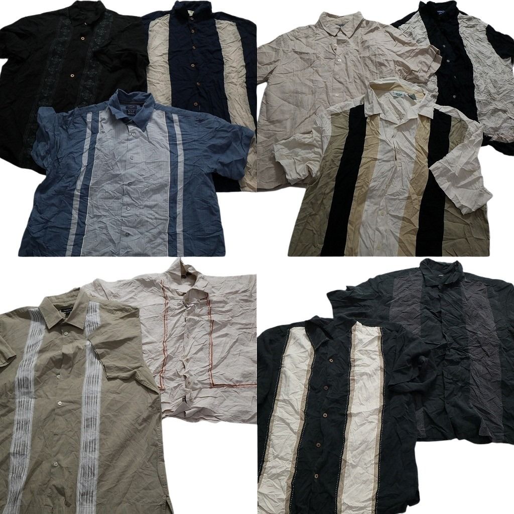 古着卸 まとめ売り ライン系 半袖シャツ 10枚セット (メンズ XL  