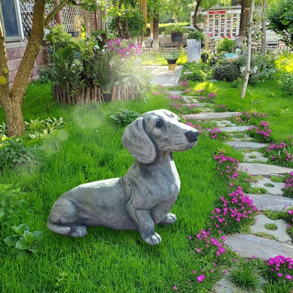 置物 オブジェ ダックスフント ガーデン 犬の像 実物そっくり レジン 