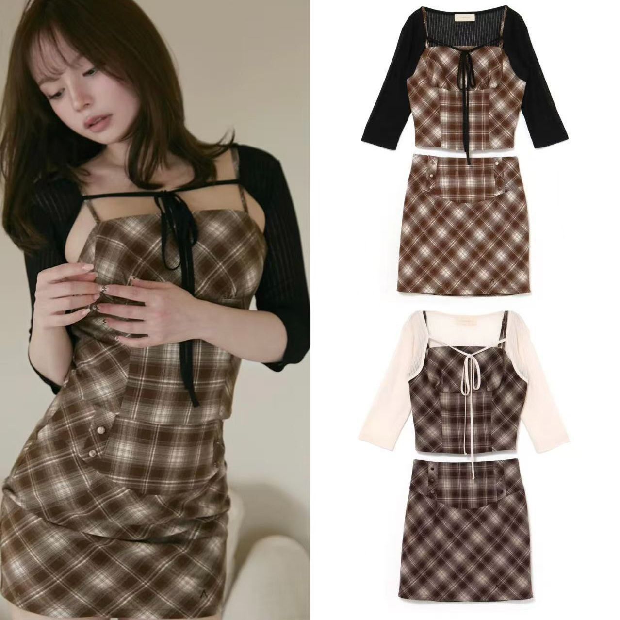 andmary Riri check setup brown