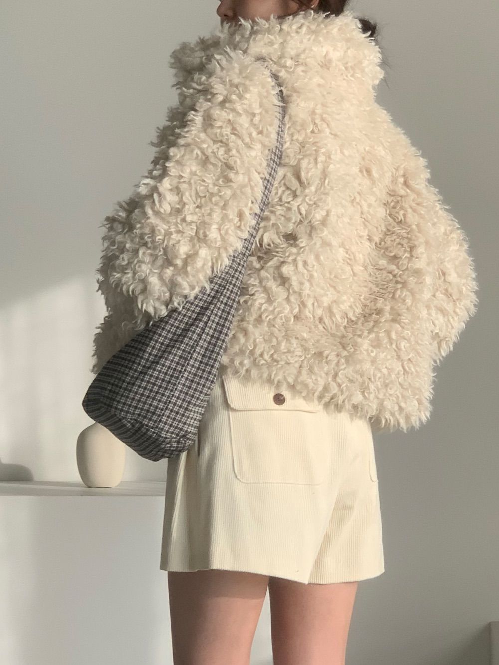 poodle fur jacket coat 】韓国製 ファーコート レディース アイボリー