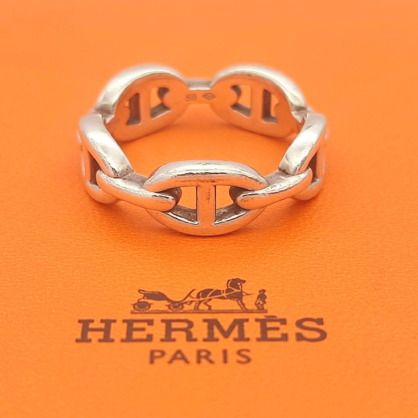 【美品】Hermes　エルメス　シェーヌダンクル　リング　シルバー925　59　JP18 US9