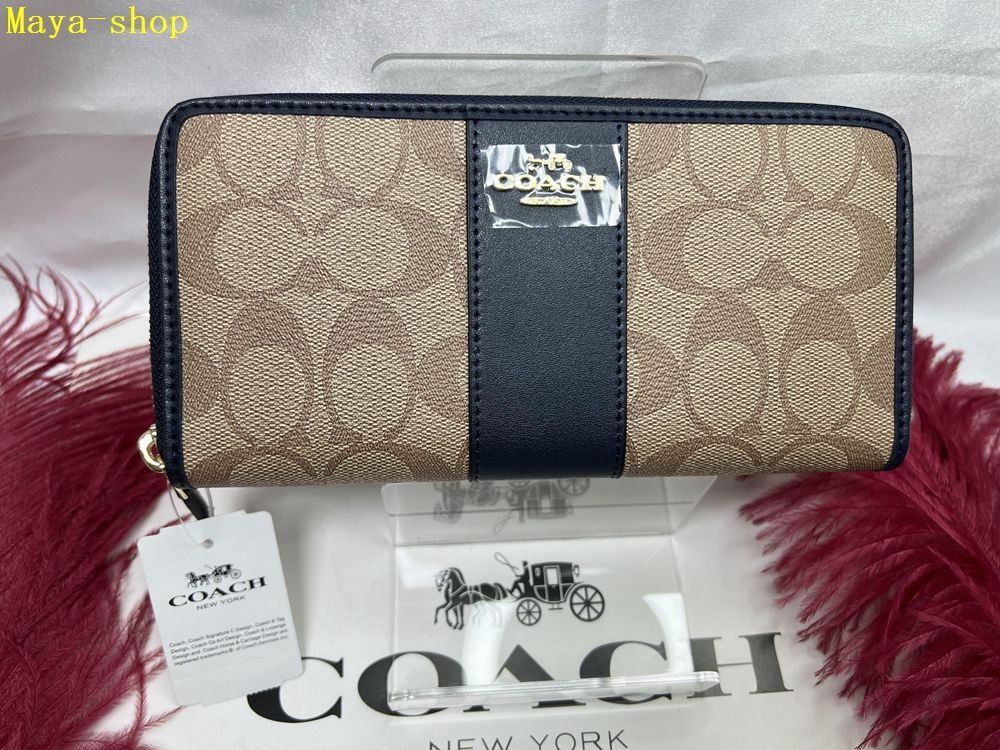 コーチ COACH 長財布 財布  ラウンドファスナー  シグネチャー ストライプ バレタイン プレゼント   新年お祝い ギフト 贈り物 吉日 母の日 父の日 財布 レディース 新品未使用 AA023 9