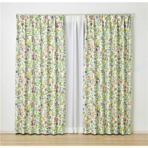 【新品・3営業日で発送】【フルーツトリ】形状記憶加工付き、遮光2級カーテン (32375824)