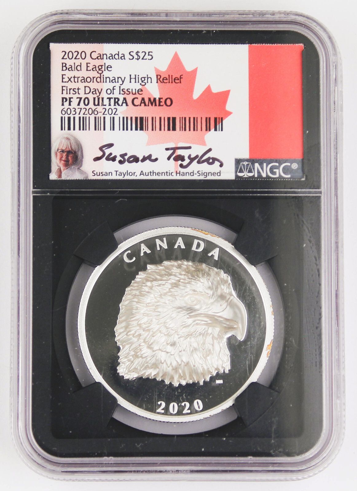 Canada 2020 Bald Eagle Extra High Relief 1 Oz Silver $25 Coin NGC PF70 First Day