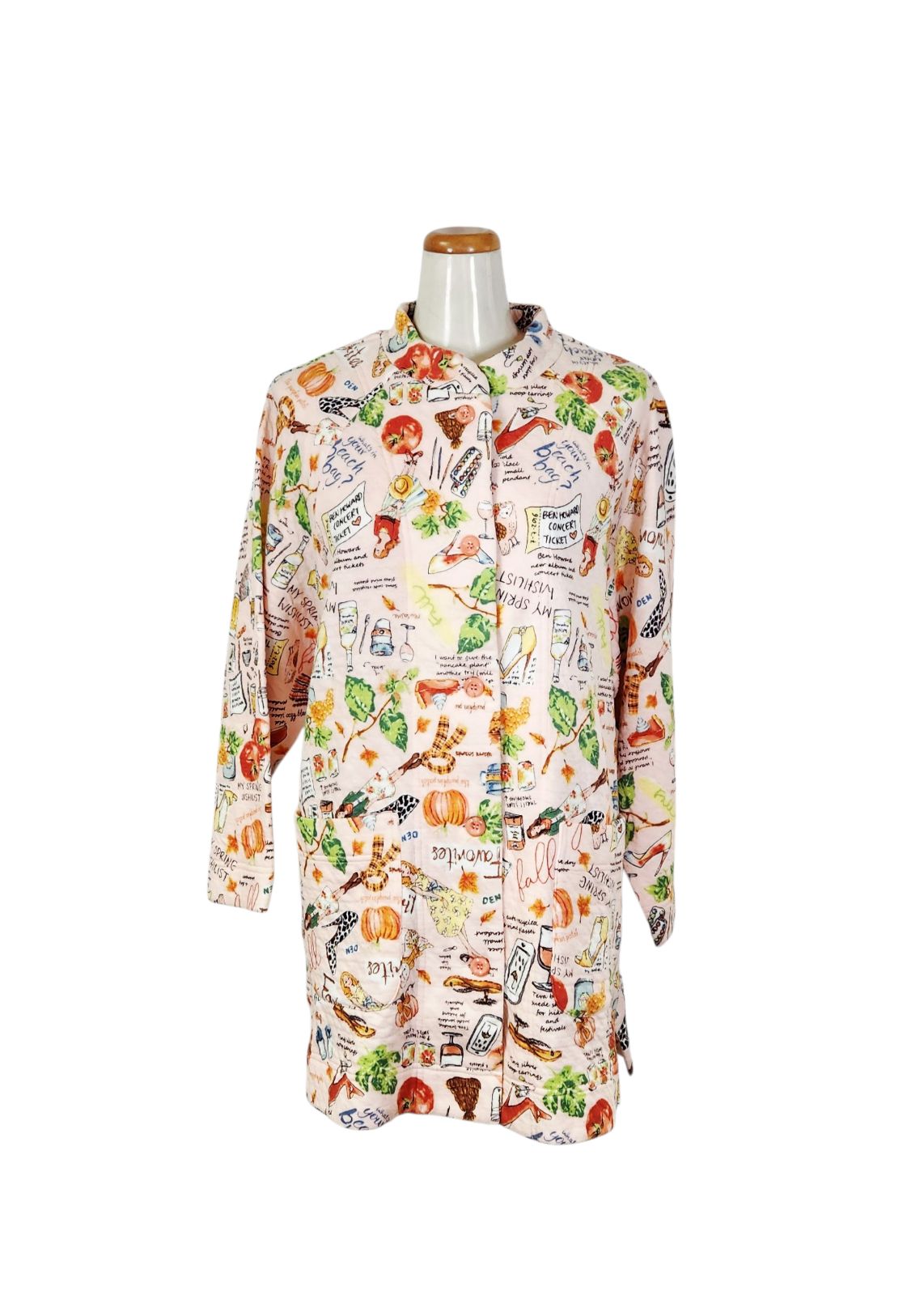 鴨居羊子ショートガウン ♥ TUNIC ショートガウン キャットキルトフォーシーズン 89333 日本製 淡オレンジ色